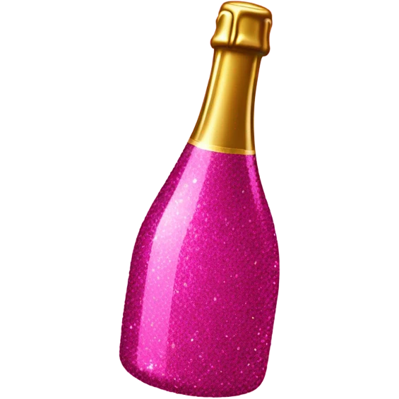Hot pink glittery champagne bottle  emoji