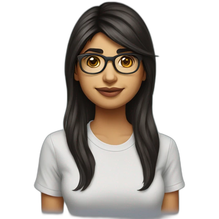 Mia khalifa with a tee shirt emoji