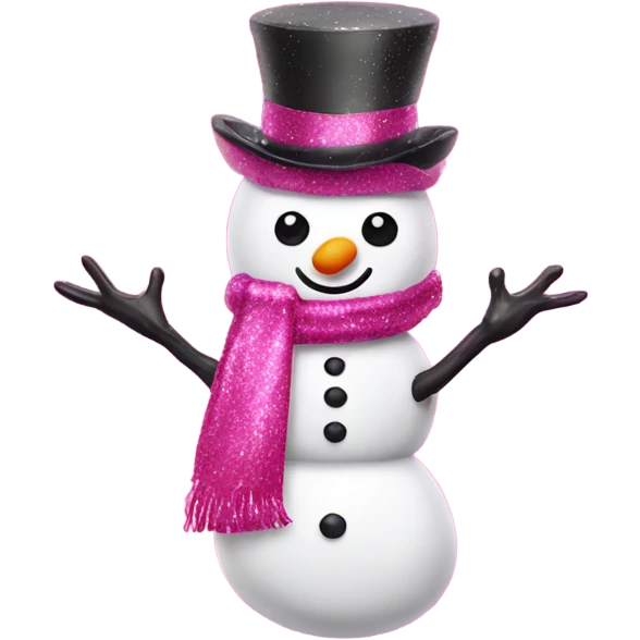 Hot pink snowman with glitter  emoji