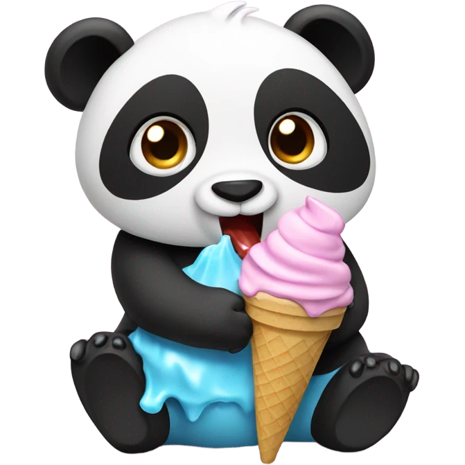 Panda eating ice cream emoji