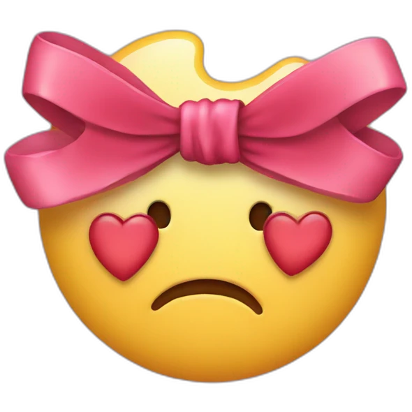 Kissing emoji with a bow emoji