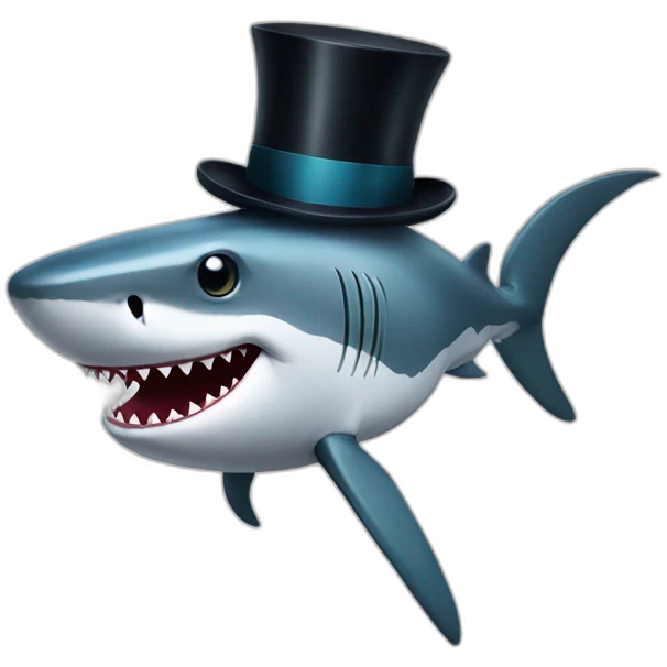 Shark with a top hat emoji