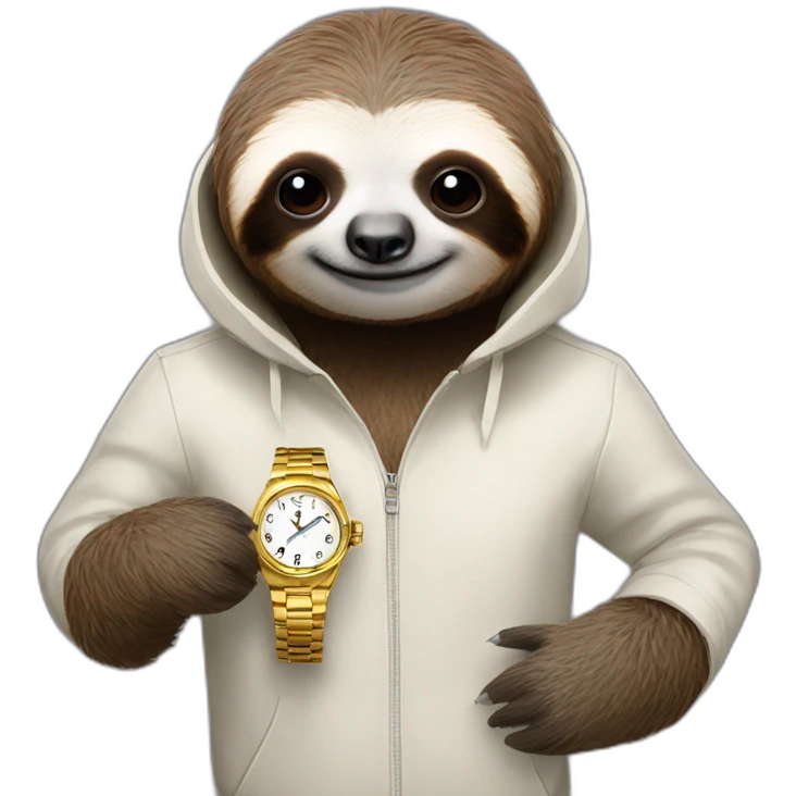 a sloth holding a luxury watch emoji