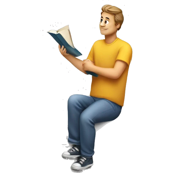 A person with book ,bill,cup,thinking, and climbing the steps  emoji