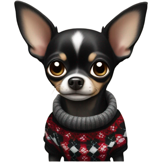 Black Chihuahua in argyle sweater  emoji