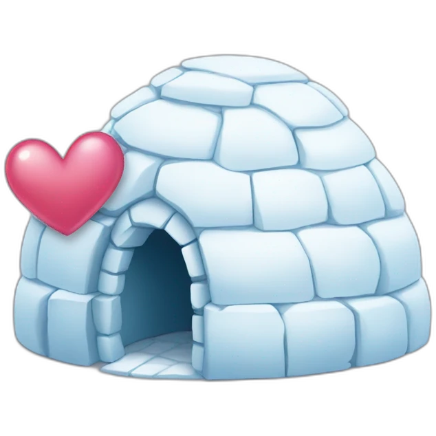 igloo with big heart cute emoji