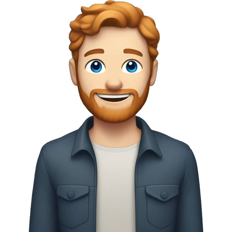 Brunette haired guy with a ginger beared and a gappy smile. Blue eyes but far apart  emoji