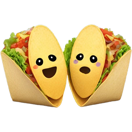 two tacos with faces kissing emoji