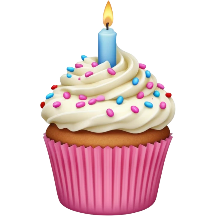 cupcake with pink candle emoji