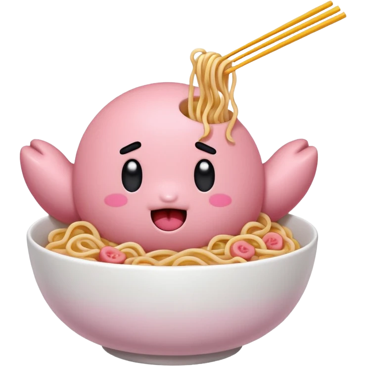 Kirby eating noodles emoji