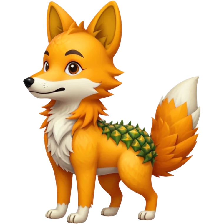 Pineapple-dog-wolf-Fox, full body emoji