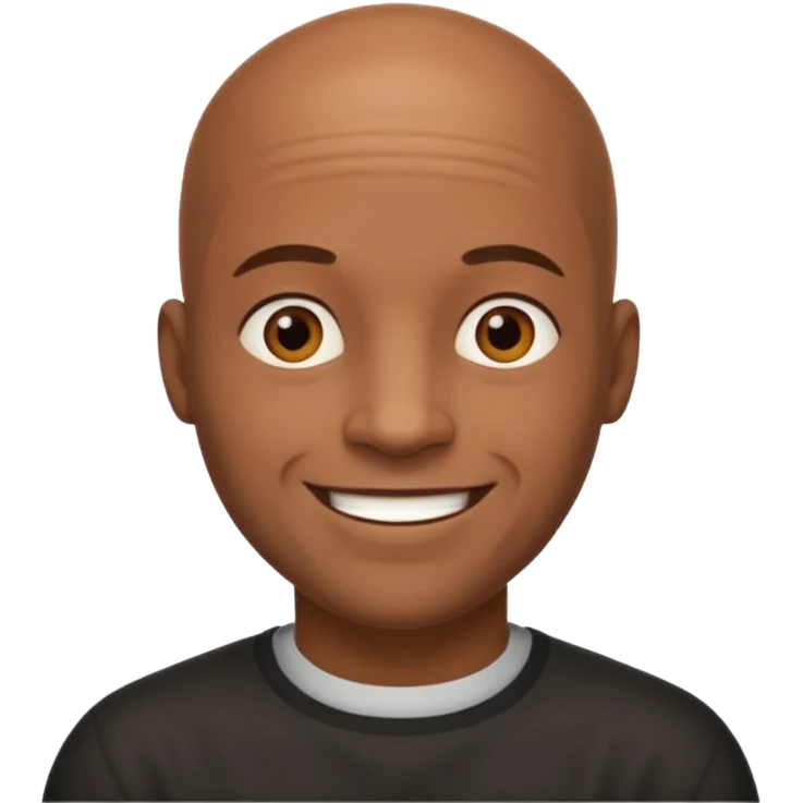 black bald man with strong and smile calm emoji
