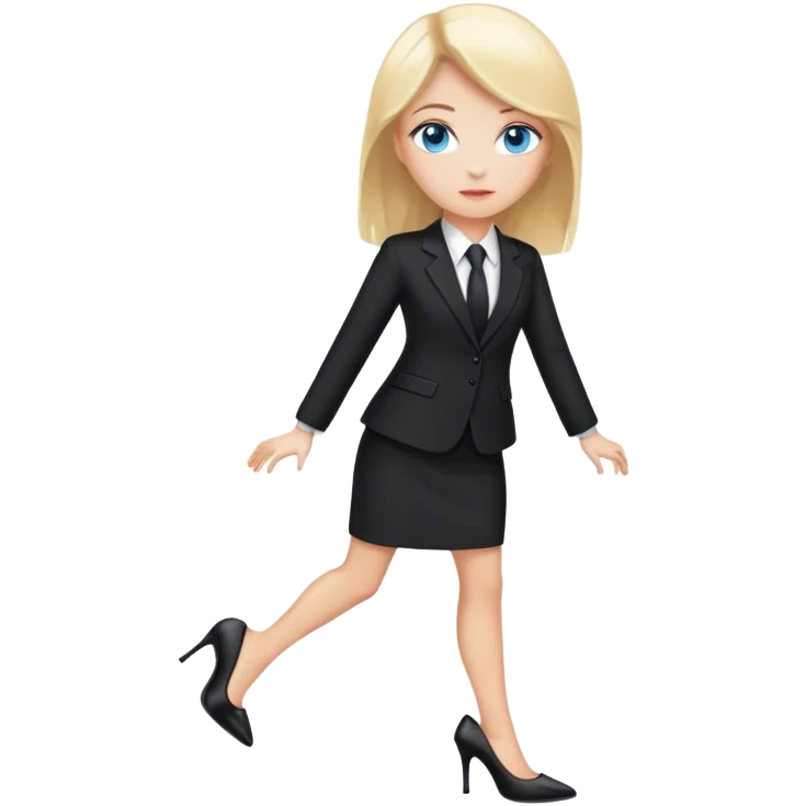 A blond girl blue eyes, Business Outfit, wearing black high heels, Whole body  emoji