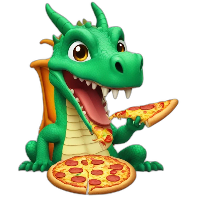 A dragon eating a slice of pizza emoji