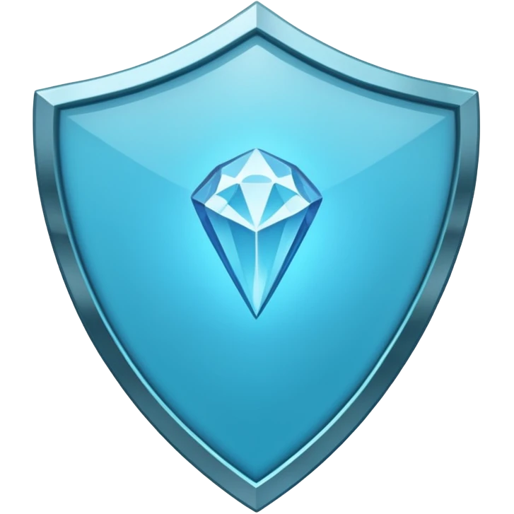 Cyan blue shield with diamond emoji