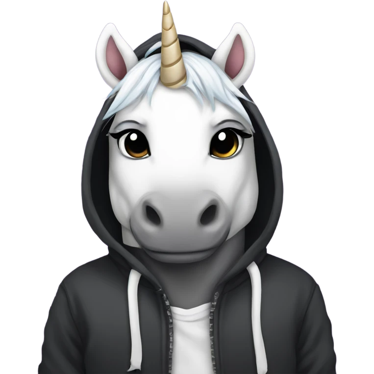 Emo unicorn with hoodie on emoji