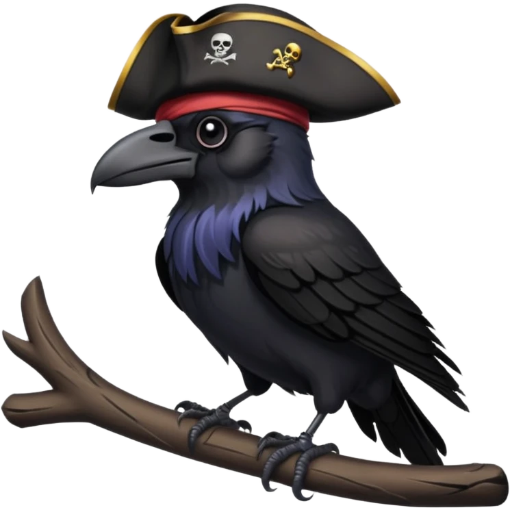 raven with a pirate hat 128.128 emoji