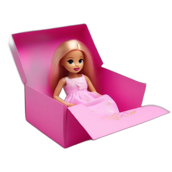 Newborn barbie in box photo session emoji