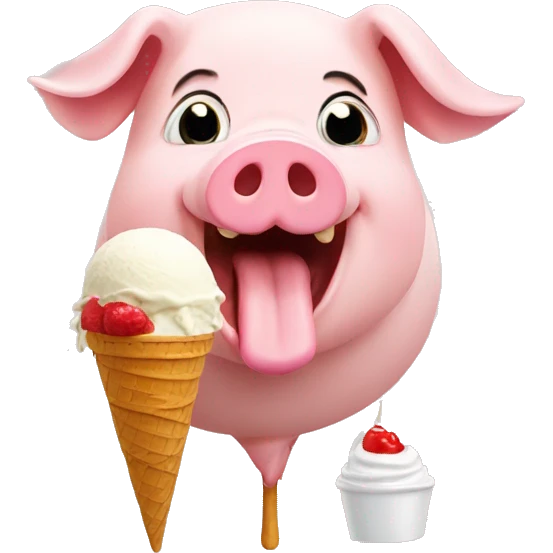 Pig eating ice cream and tteokbboki emoji