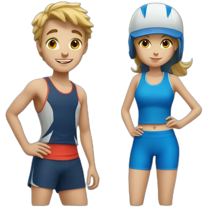 sporty european boy and girl emoji