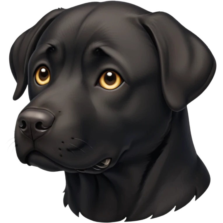 Perro Labrador  negro adulto con la mandíbula  un poco más marcada emoji