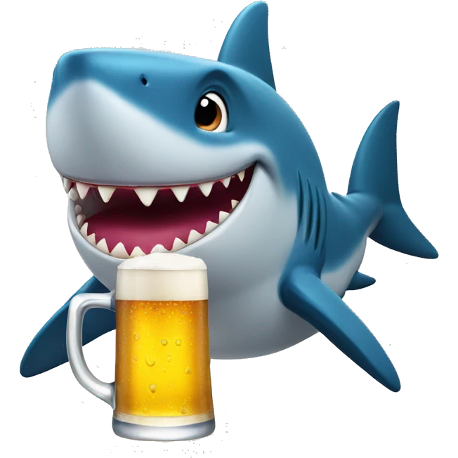 Happy Shark having beer party emoji