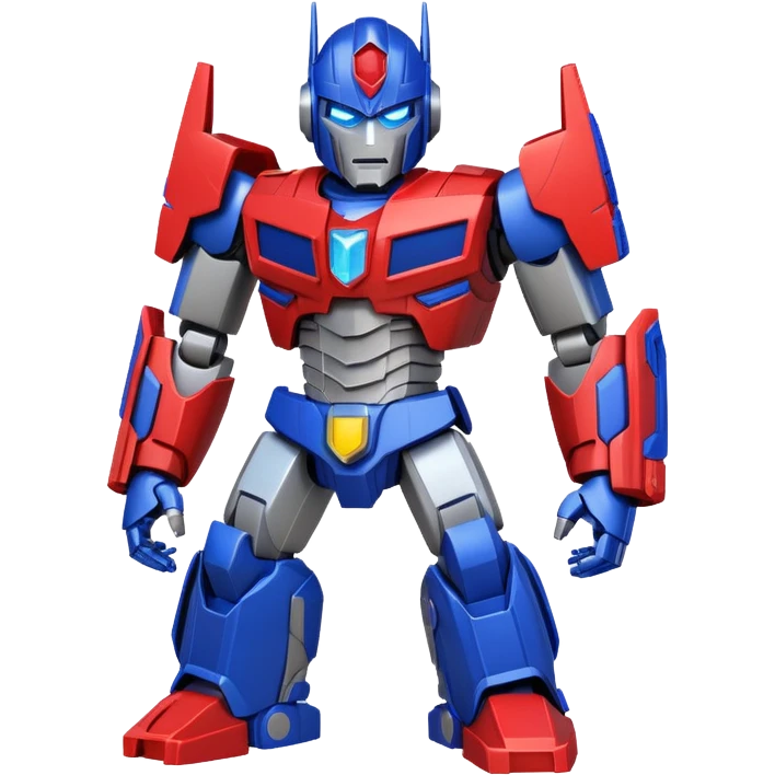 Optimus Prime stylized emoji character, bold colors, metallic details, heroic pose emoji