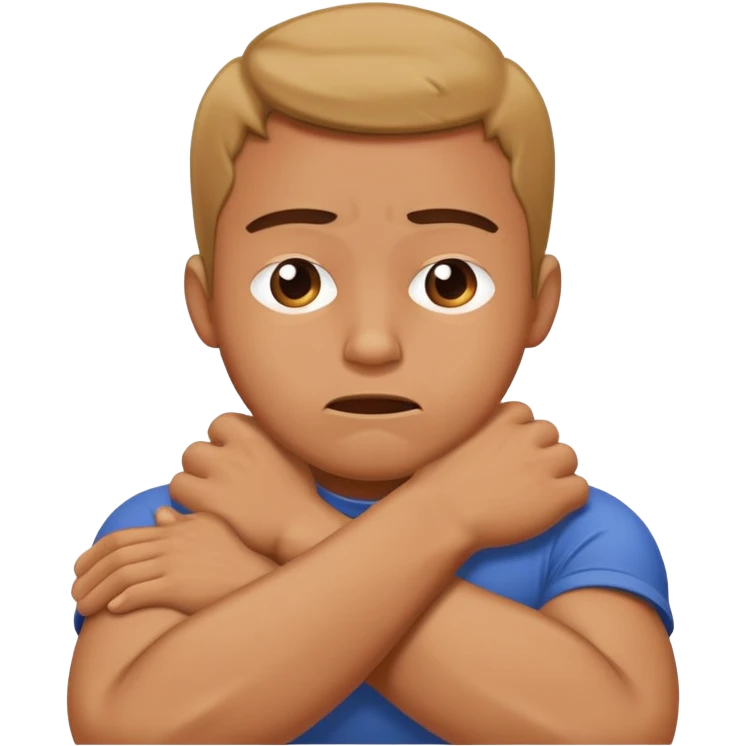 Guy arms crossed choking himself  emoji