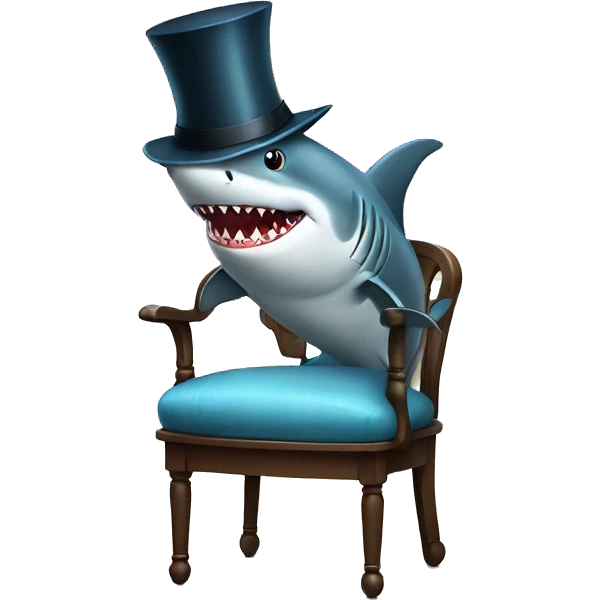 Shark with a top hat sitting on a chair  emoji