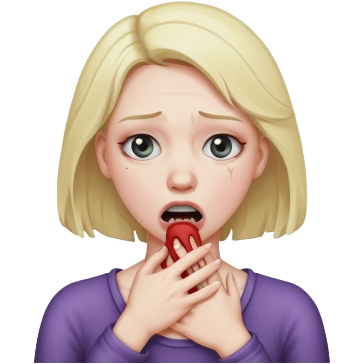 Woman choking herself emoji