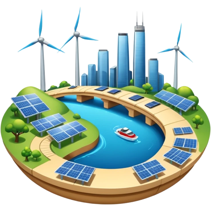 advanced modern island with advanced infrastructure emoji