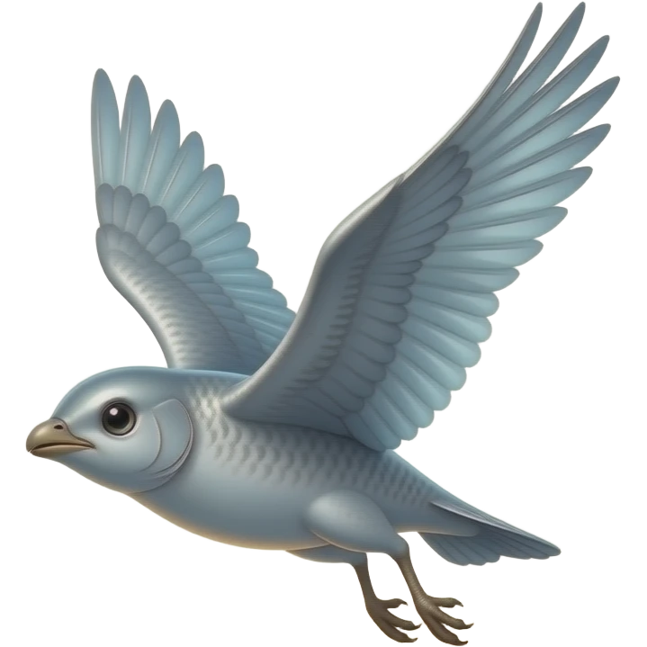 Mistfin A silver fish-bird hybrid that leaps above lakes at sunrise and leaves a cool mist behind it. Its wings look like translucent fins. emoji