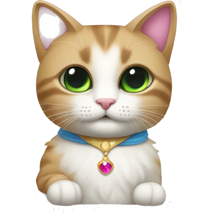 Un gatto con corona da principessa che è su un arcobaleno  emoji