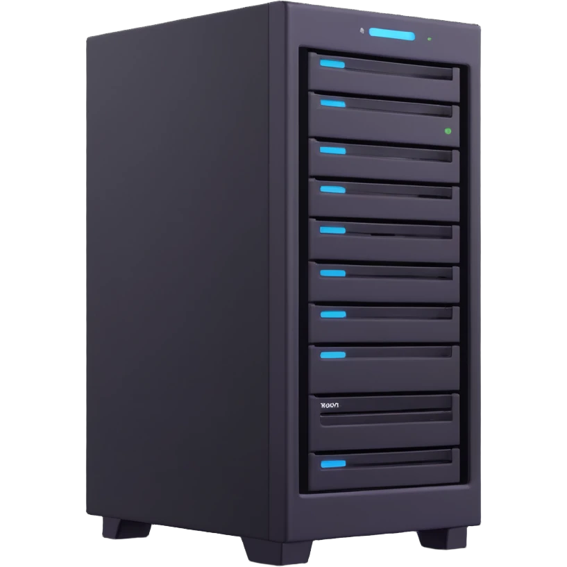 AI server, modern technology, server rack with digital face, clean and simple emoji