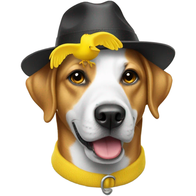 dog wearing a duck hat emoji