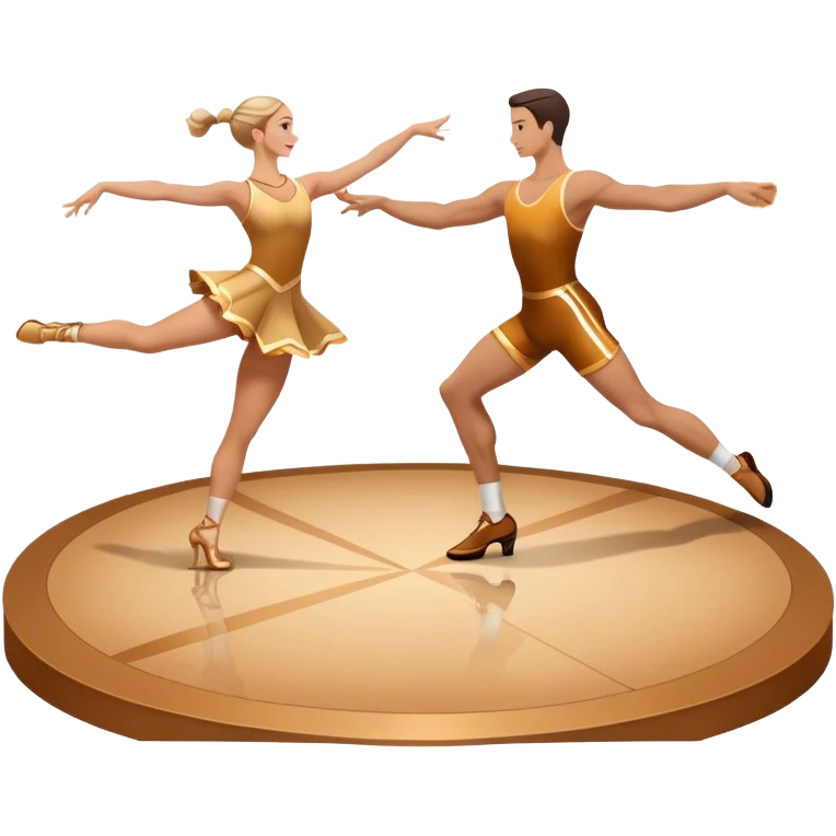Icon for Sports Dance: a couple in competitive attire performing a synchronized dance with acrobatic moves, dance shoes, a rhythmic floor, and a competition backdrop. The icon should capture athleticism, technique, and acrobatic precision. Transparent background. emoji