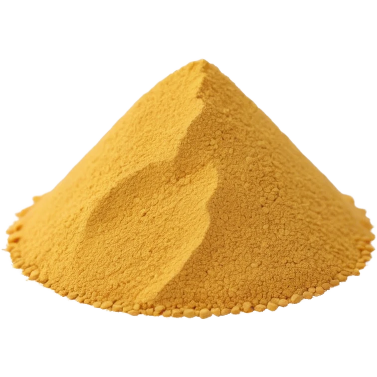 small mound or light scatter of fine golden-beige powder with slightly crystalline texture and dry matte finish, tiny uniform grains, neutral dissolvable ingredient, no spoon or packaging, soft lighting, subtle shadows, emoji scale emoji