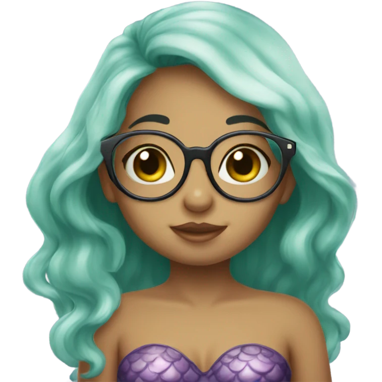 little cute mermaid kiss wearing glasses  emoji