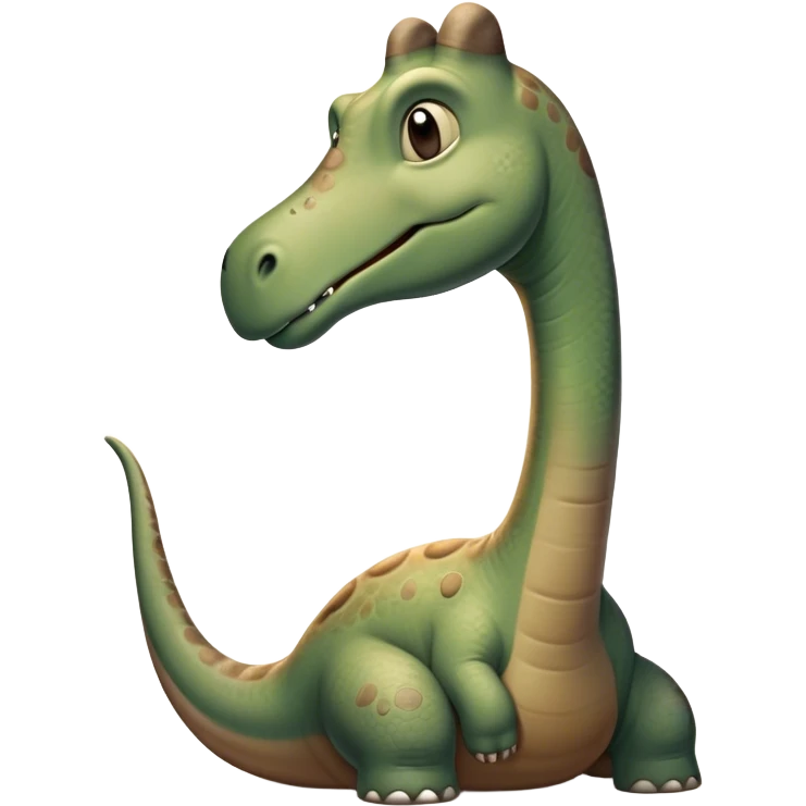 Beautiful and Majestic Brontosaurus Portrait Emoji, Head and body rendered in serene repose with a gentle, confident smile, showcasing its enormous, graceful neck and a massive, textured form with eyes softly closed in tranquil repose, Simplified yet exquisitely endearing features, highly detailed, glowing with a soft, drowsy ancient light, high shine, relaxed and utterly majestic, stylized with an air of timeless prehistoric splendor, soft glowing outline, capturing the essence of a beautiful and majestic Brontosaurus that embodies the serene power of the ancient world! emoji