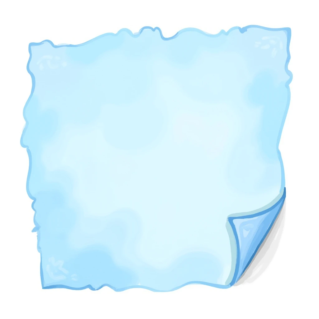 pastel blue watercolor torn paper corner, hand-drawn texture, transparent background, no face, no hands, no legs, no characters emoji