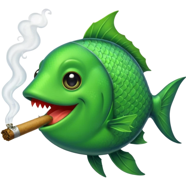 Fish smoking a huge blunt emoji