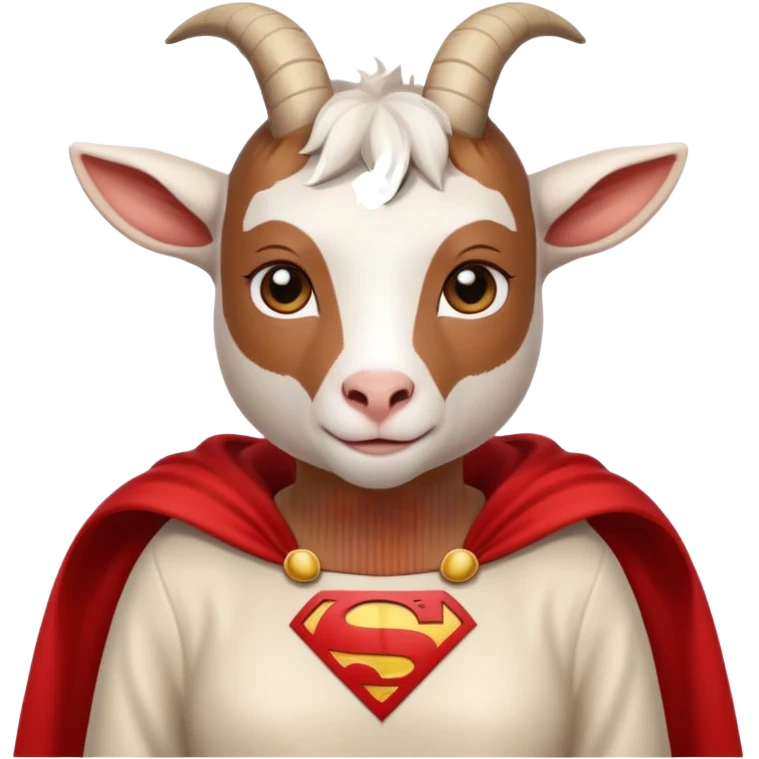 white female goat wearing a read cape like superman emoji
