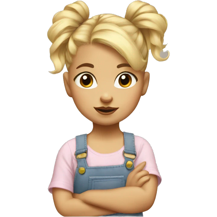 Blond baby girl with messybun emoji