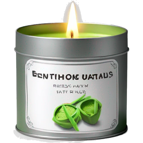pretty matcha scented candle in silver tin realistic emoji