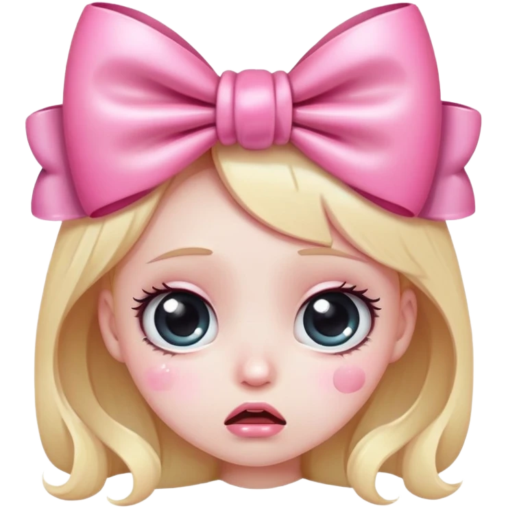 Crying face with bow emoji