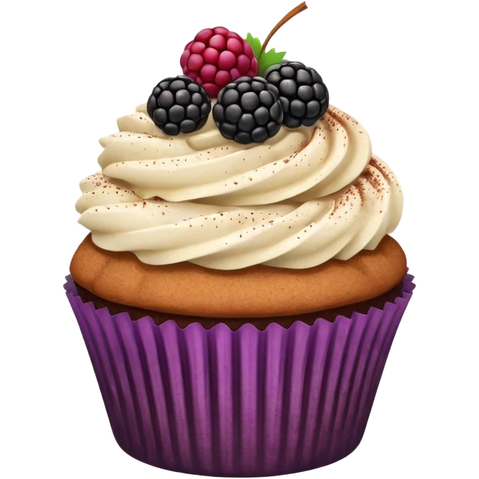 cupcake with cinnamon dusting & blackberry on top emoji