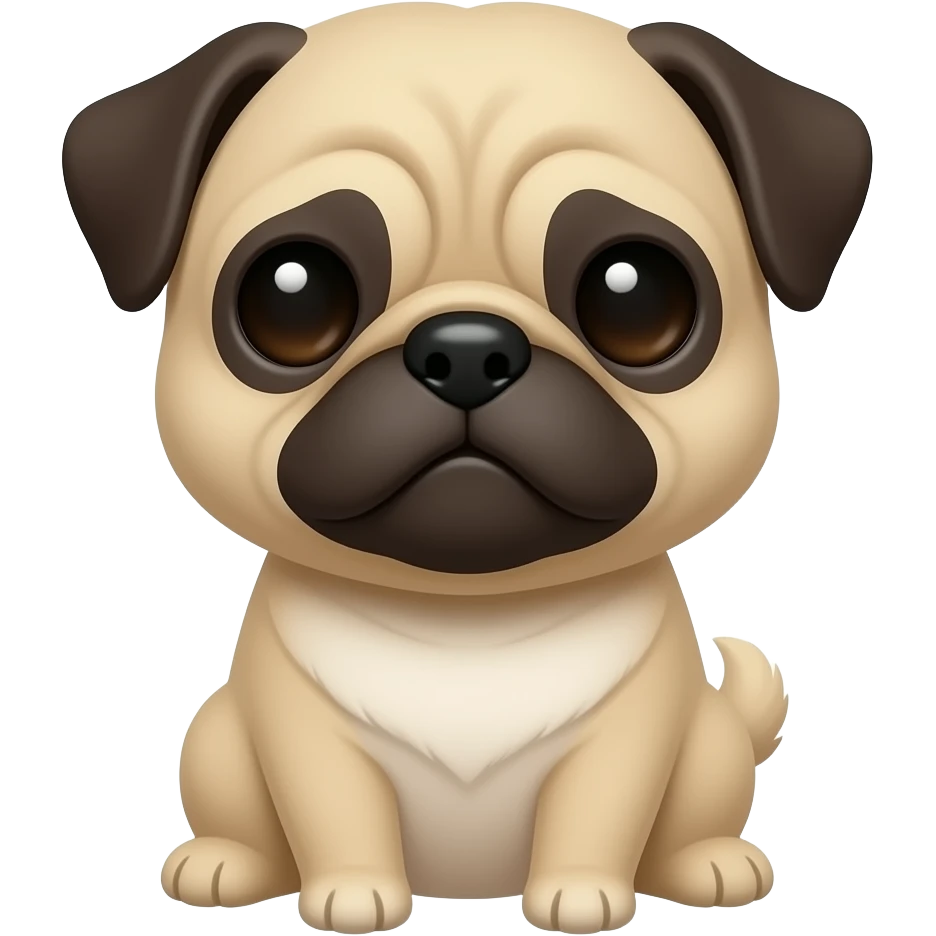 Kawaii pug con carita kawaii emoji