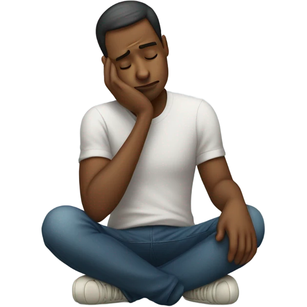 depressed person looking at the phone emoji
