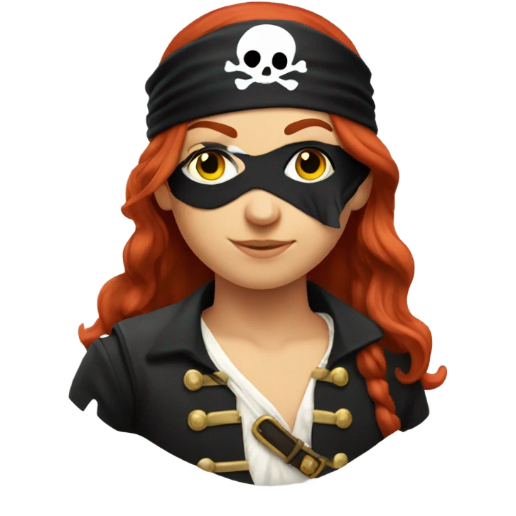 Redhead pirate with one eye patch emoji