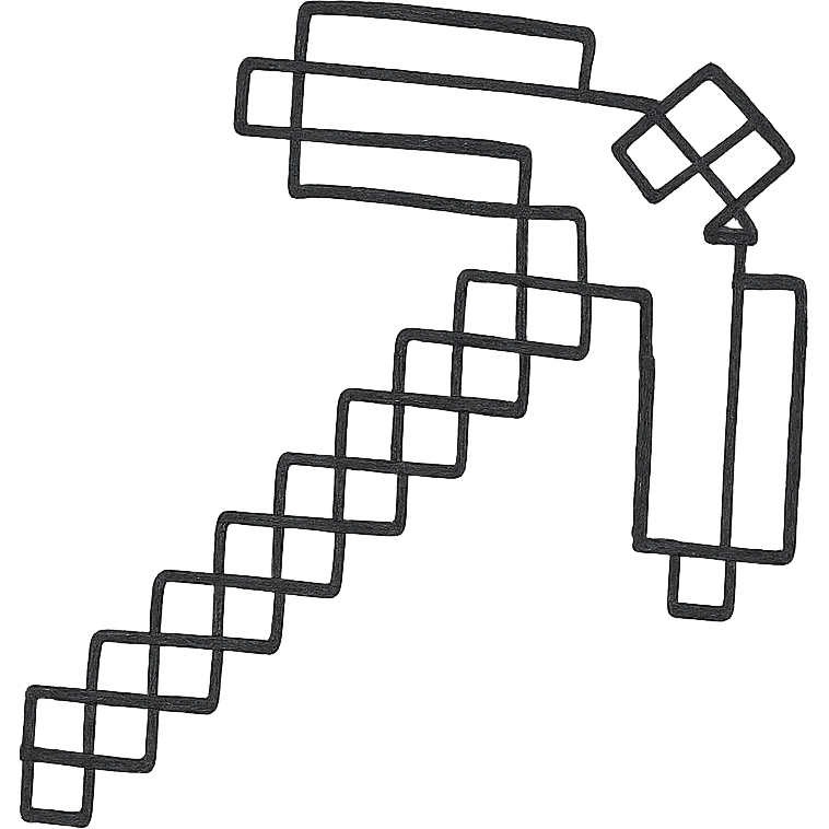 Minecraft pickaxe hand drawn outline icon emoji
